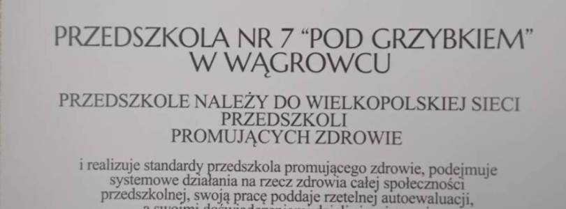 Zdjęcie główne aktualności Wręczenie Certyfikatu Przedszkole Promujące Zdrowie 